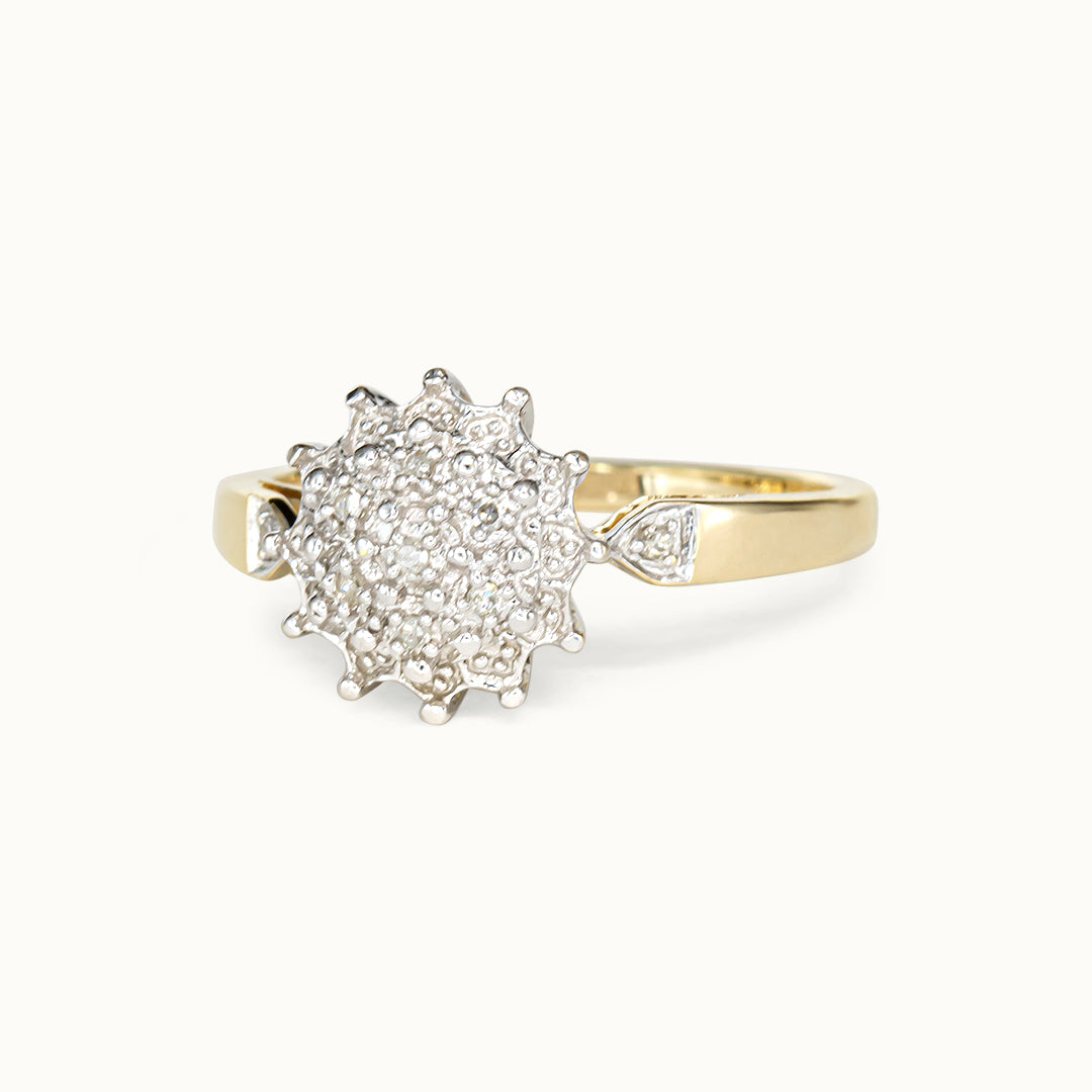 Vintage 9K Diamant Cluster Ring