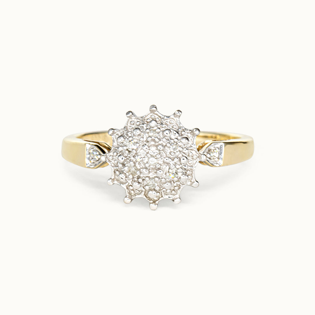 Vintage 9K Diamant Cluster Ring