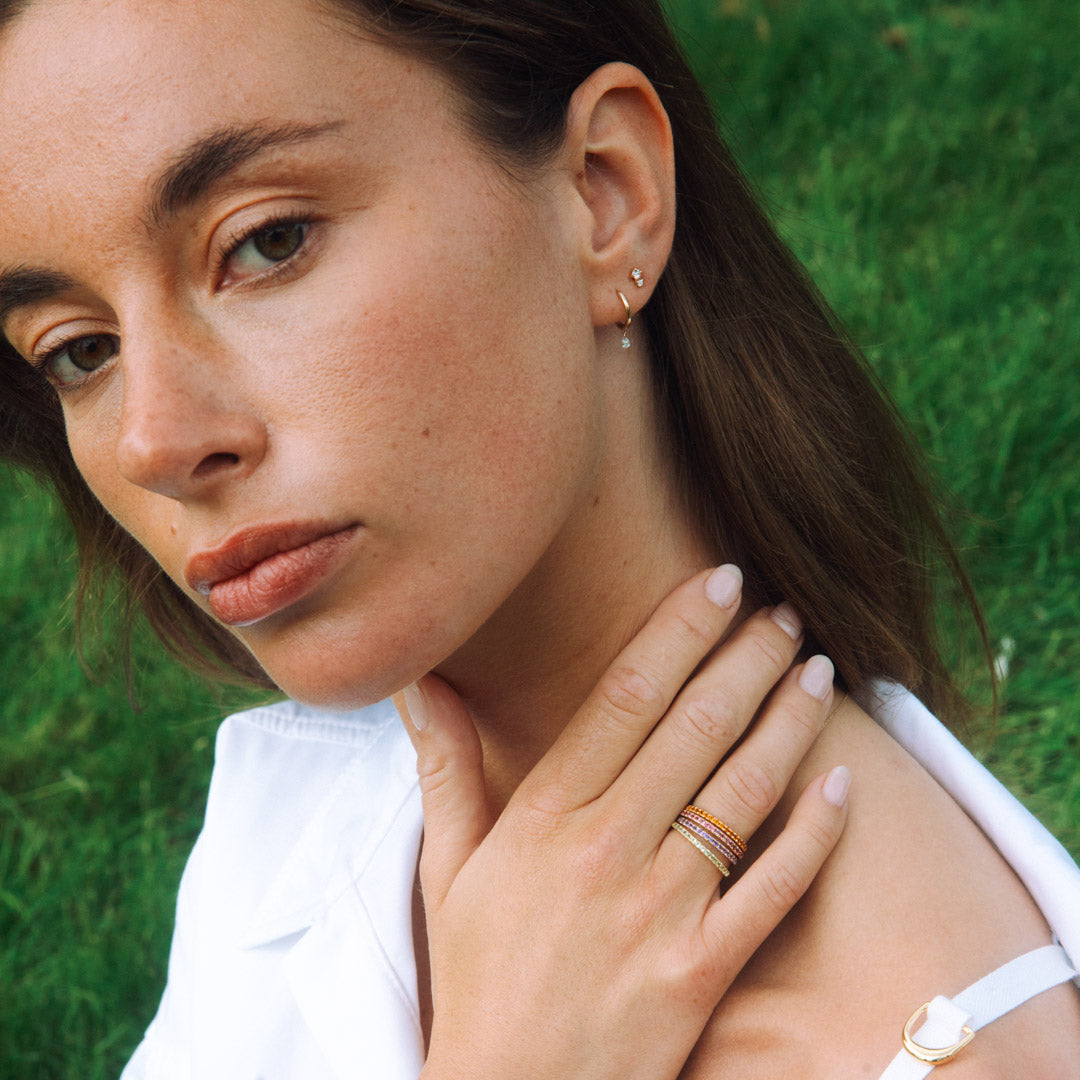 Halo Half Eternity Ring Citrine