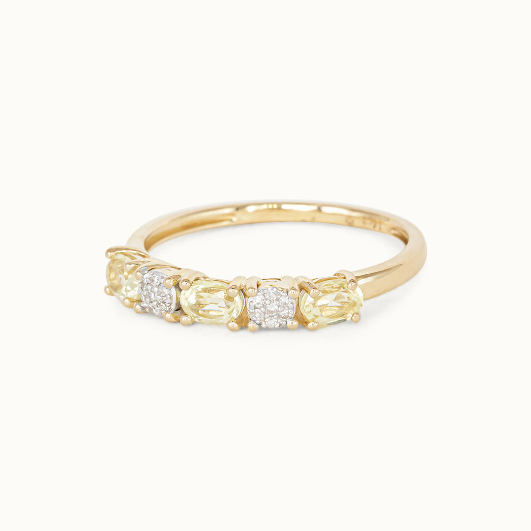 Noble 14K Lemonkwarts & Diamant ring