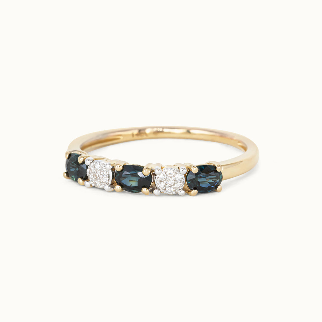 Noble 14K Saffier & Diamant ring