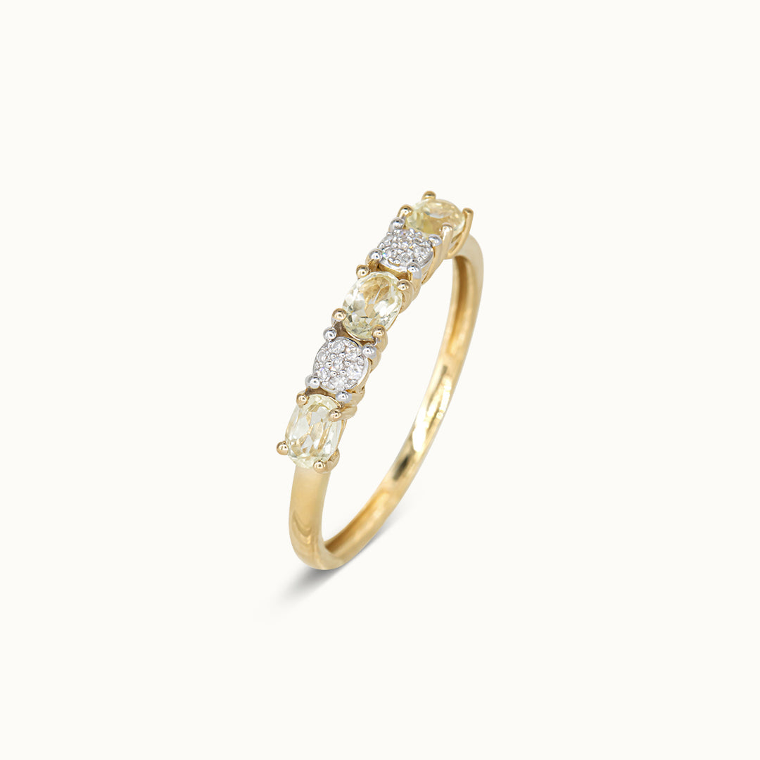 Noble 14K Lemonkwarts & Diamant ring