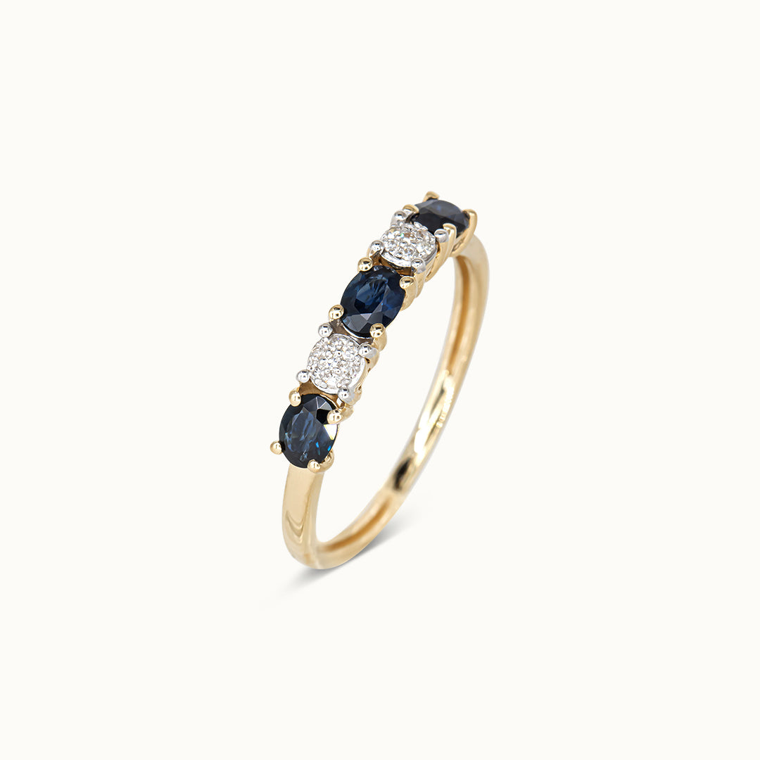 Noble 14K Saffier & Diamant ring