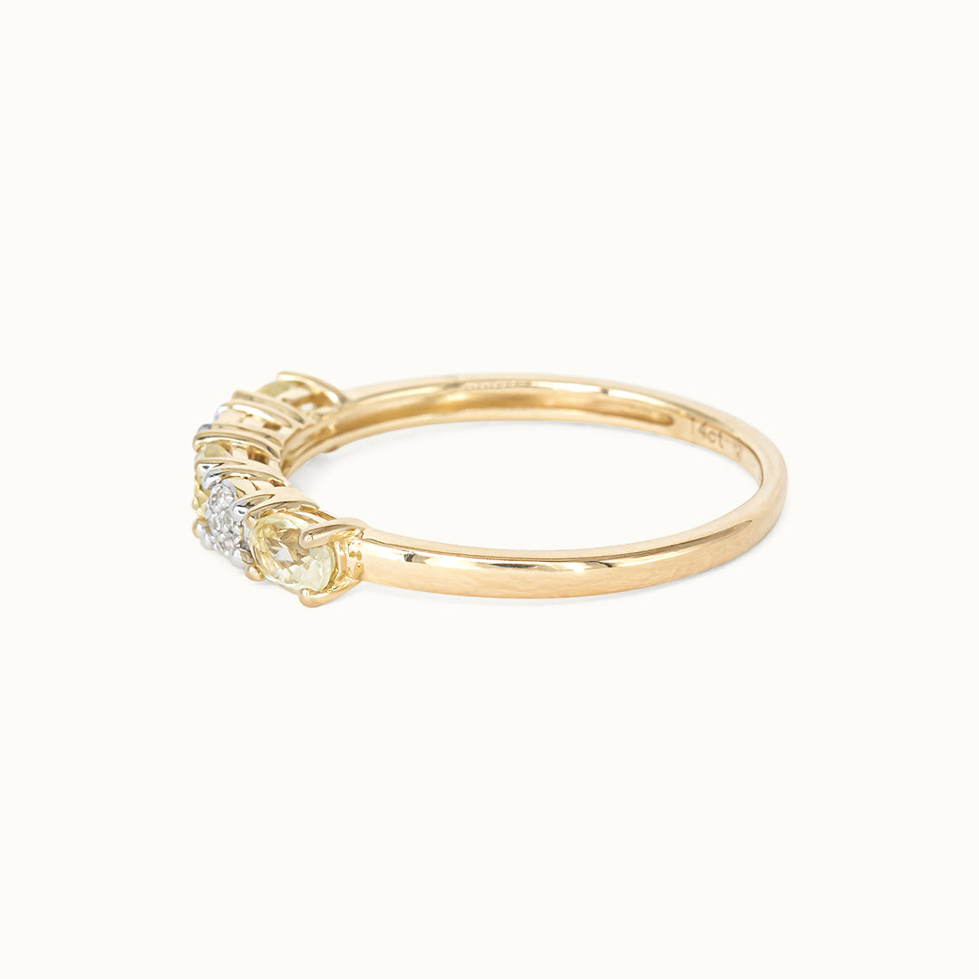 Noble 14K Lemonkwarts & Diamant ring