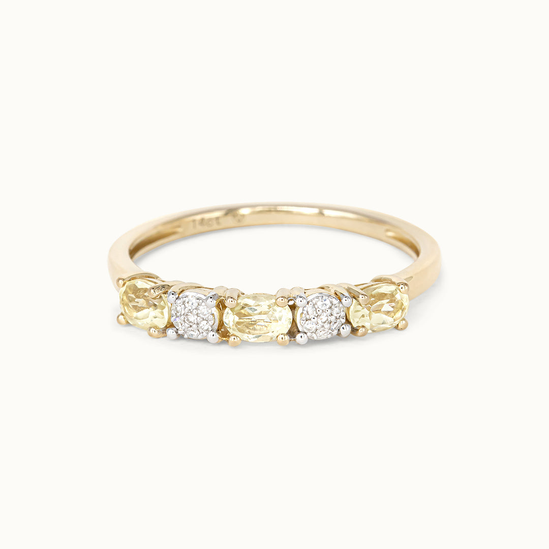 Noble 14K Lemonkwarts & Diamant ring