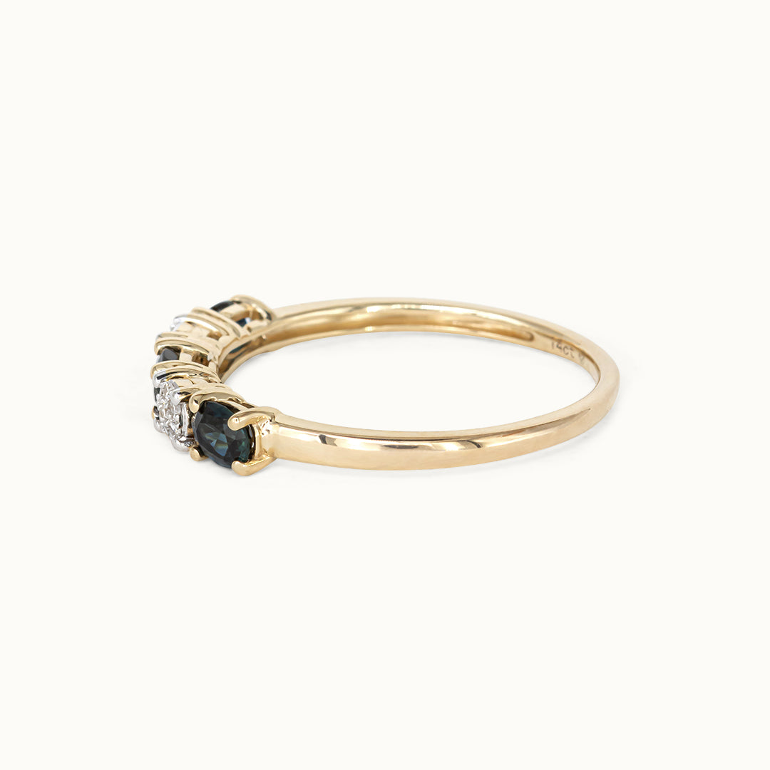 Noble 14K Saffier & Diamant ring