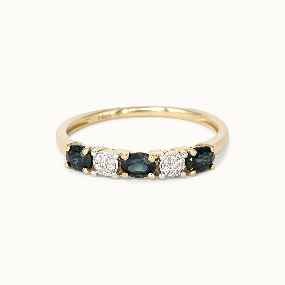 Noble 14K Saffier & Diamant ring