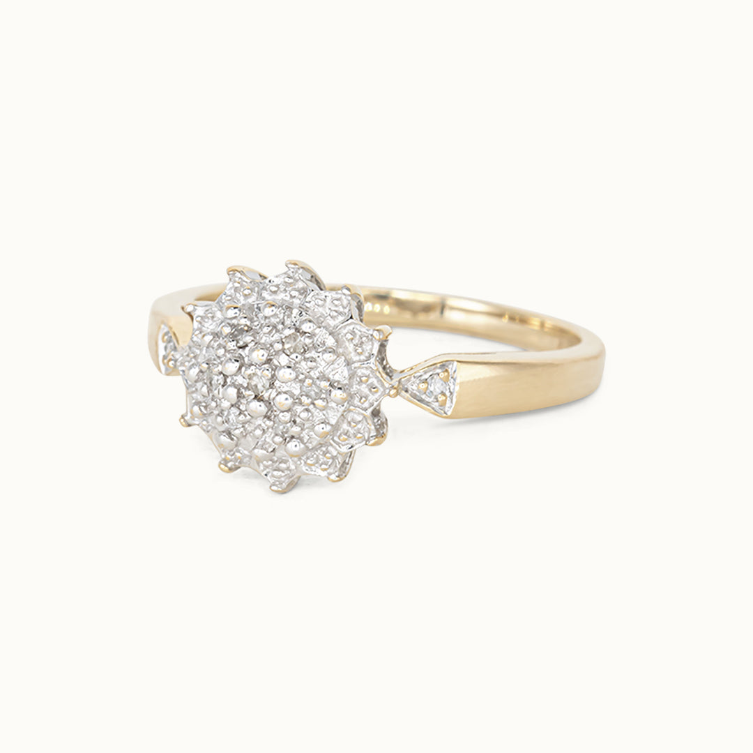 Vintage 9K Diamant cluster ring