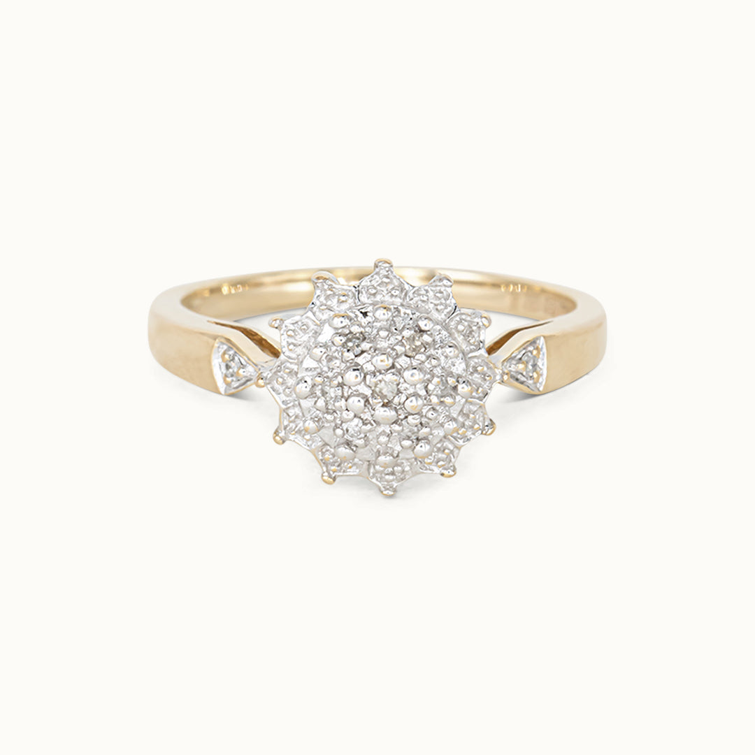 Vintage 9K Diamant cluster ring