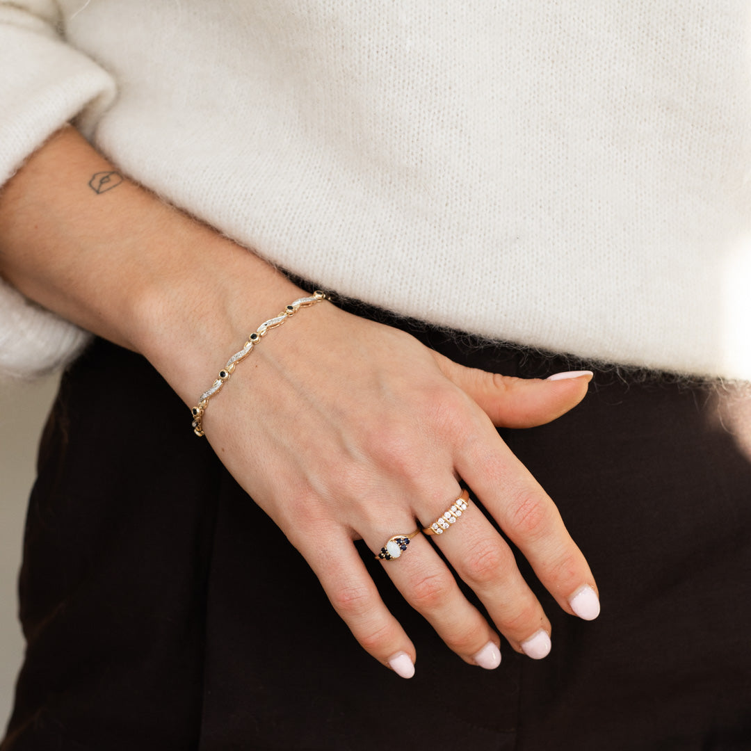 Vintage 9K Diamant & Saffier Armband