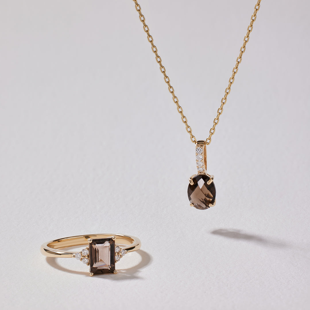 Amber Rookkwarts & Diamant Hanger