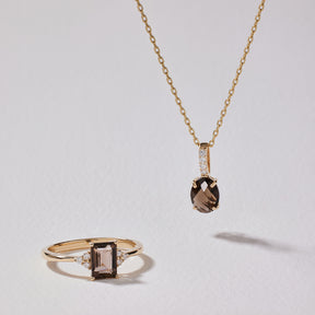 Amber Rookkwarts & Diamant Hanger