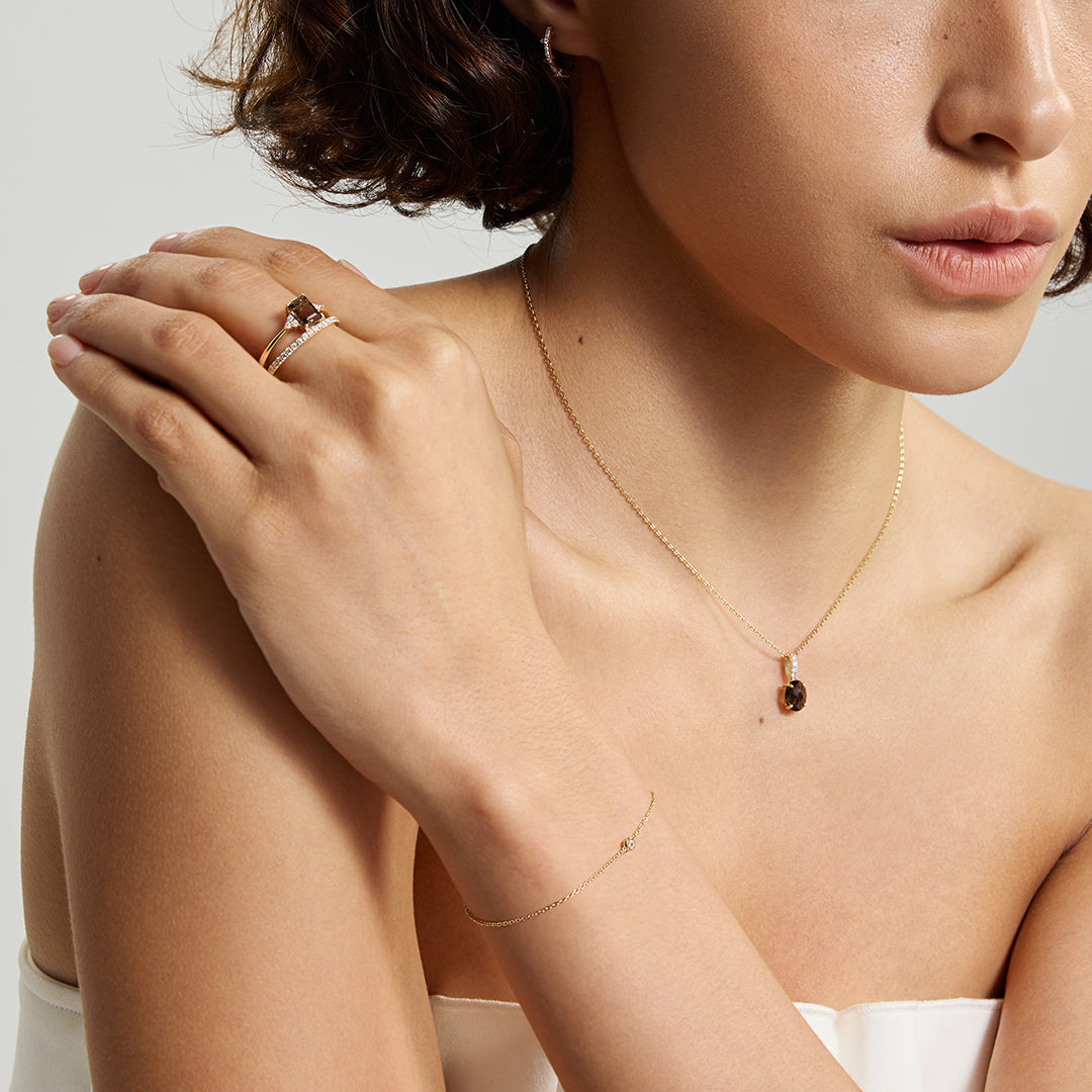 Amber Rookkwarts & Diamant Hanger