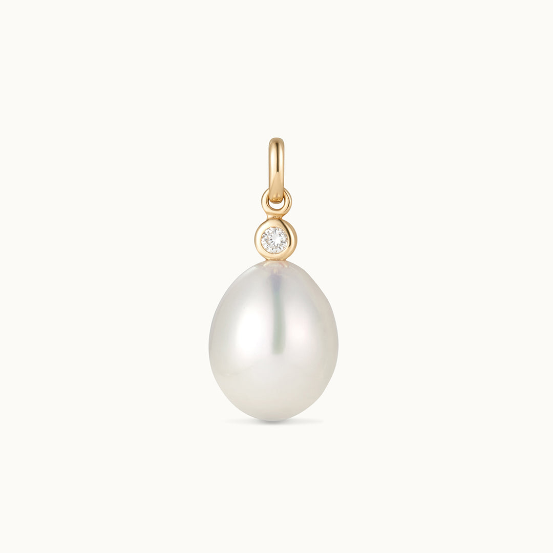 Parel & Diamant Drop 14K Hanger