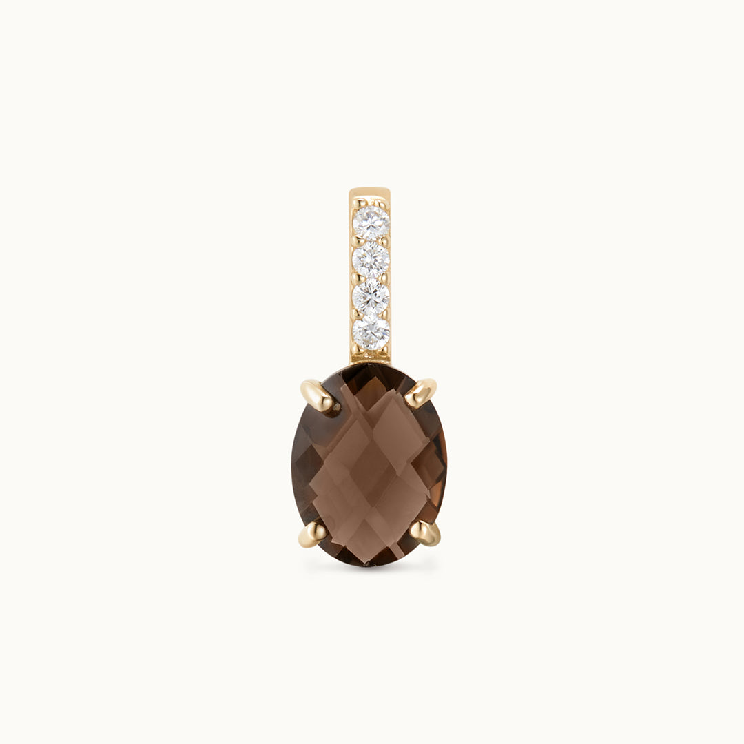 Amber 14K Rookkwarts & Diamant Hanger