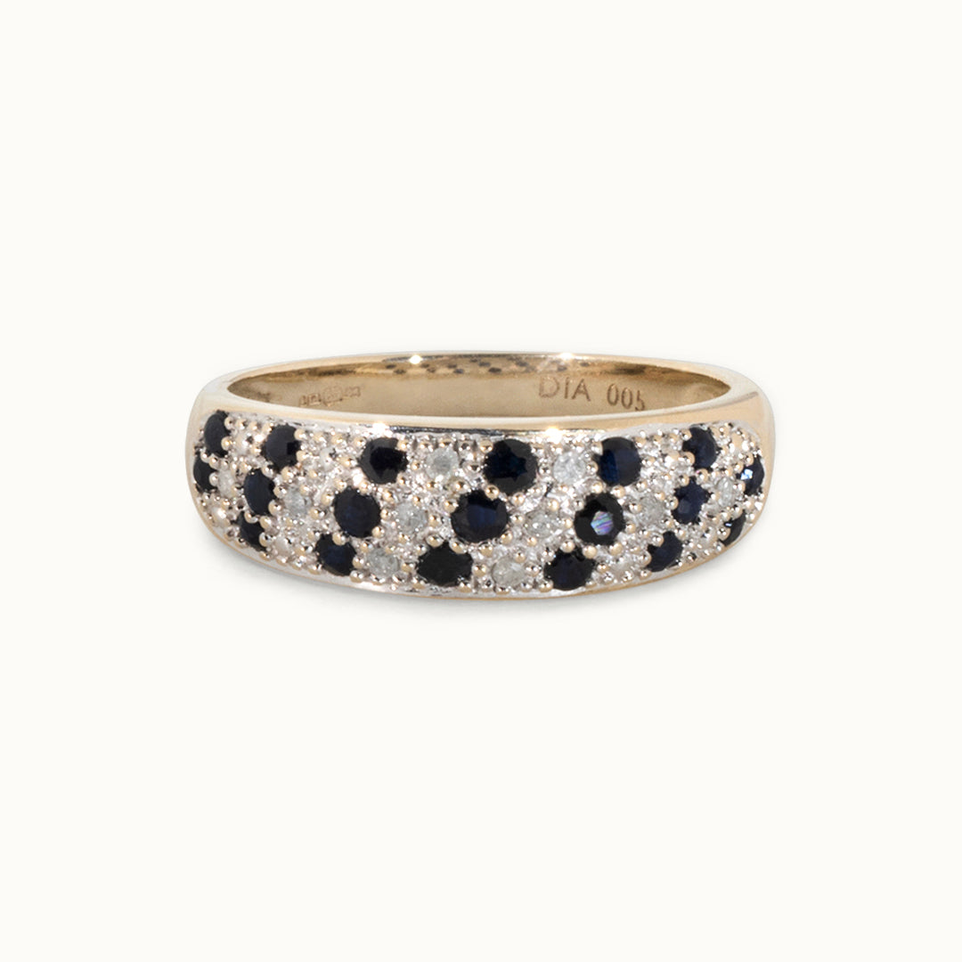 Vintage 9K Geel Saffier & Diamant Ballon Ring