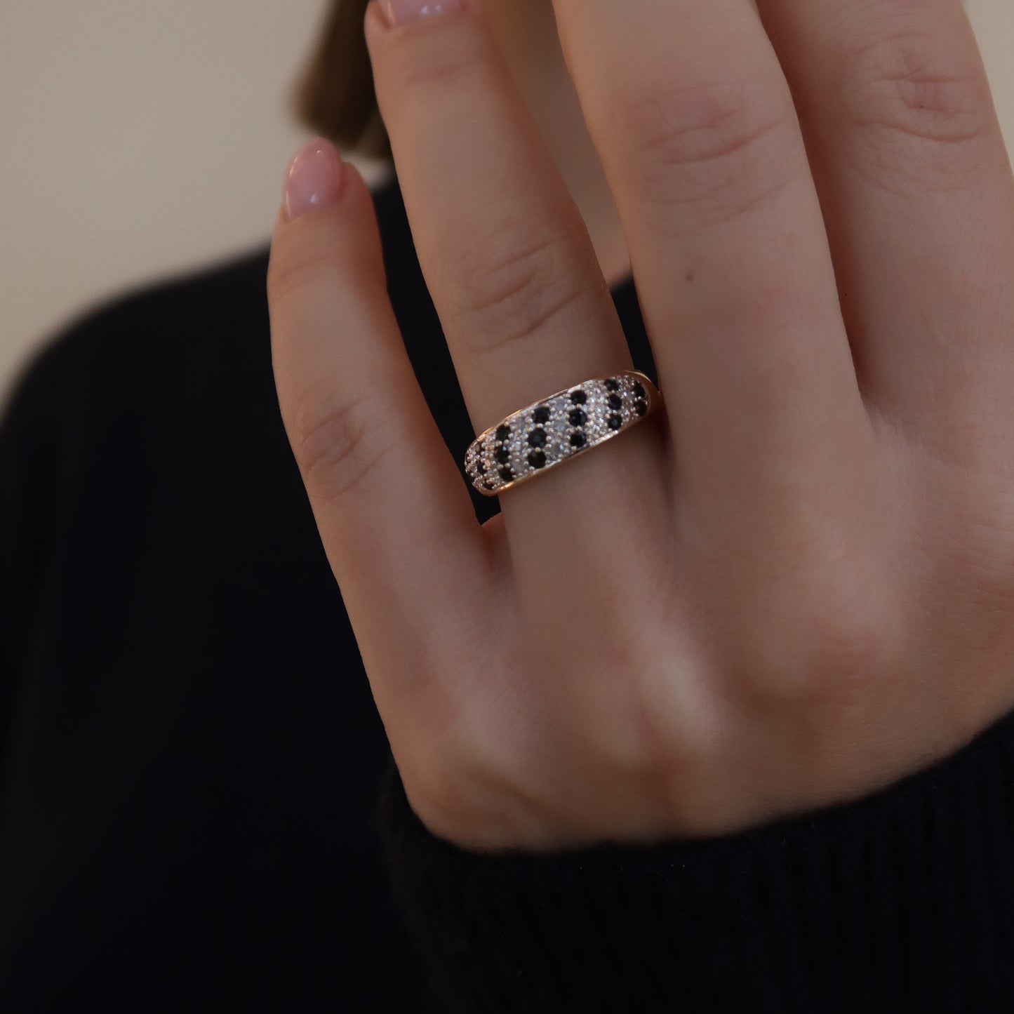 Vintage 9K Geel Saffier & Diamant Ballon Ring