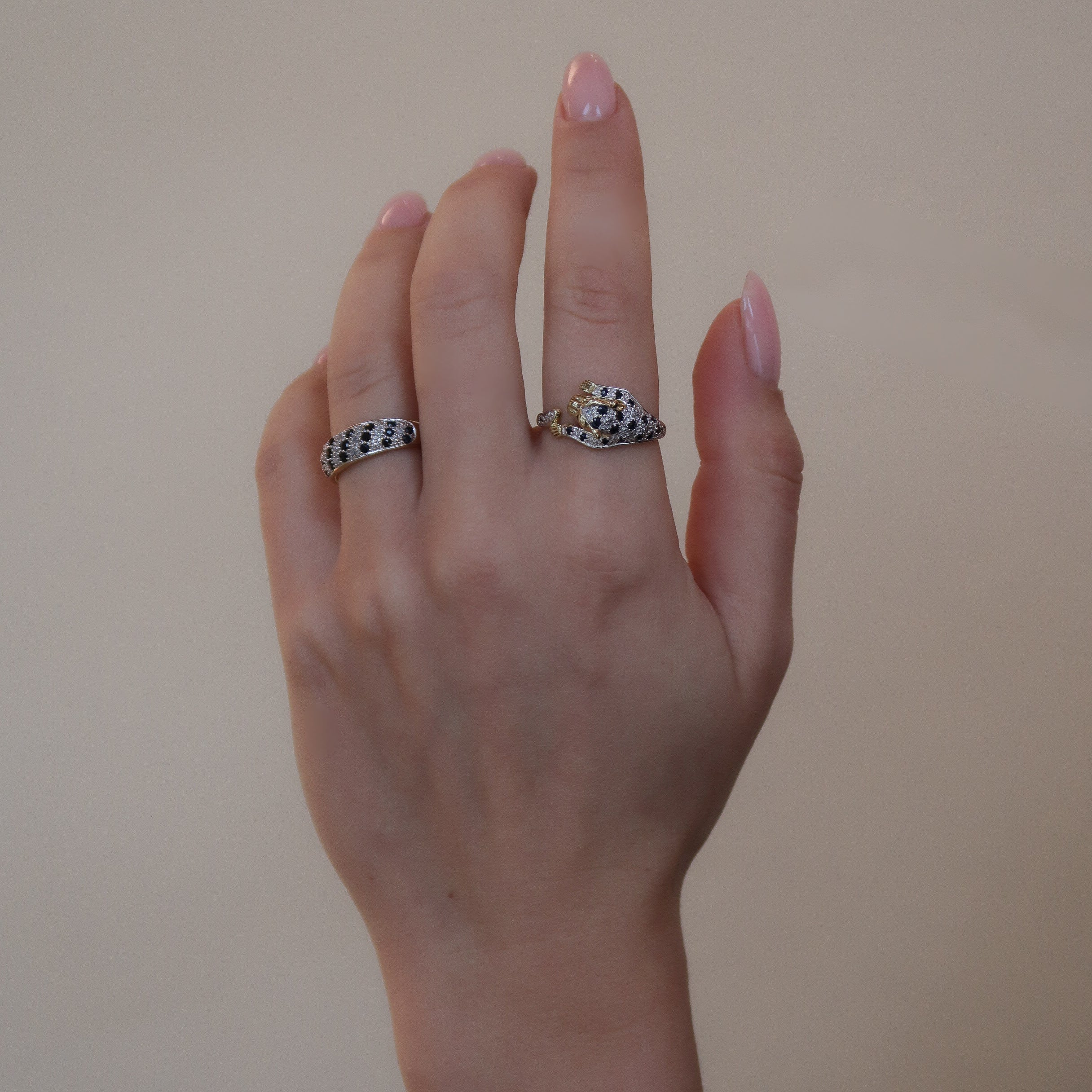 Vintage 9K Geel Saffier & Diamant Ballon Ring