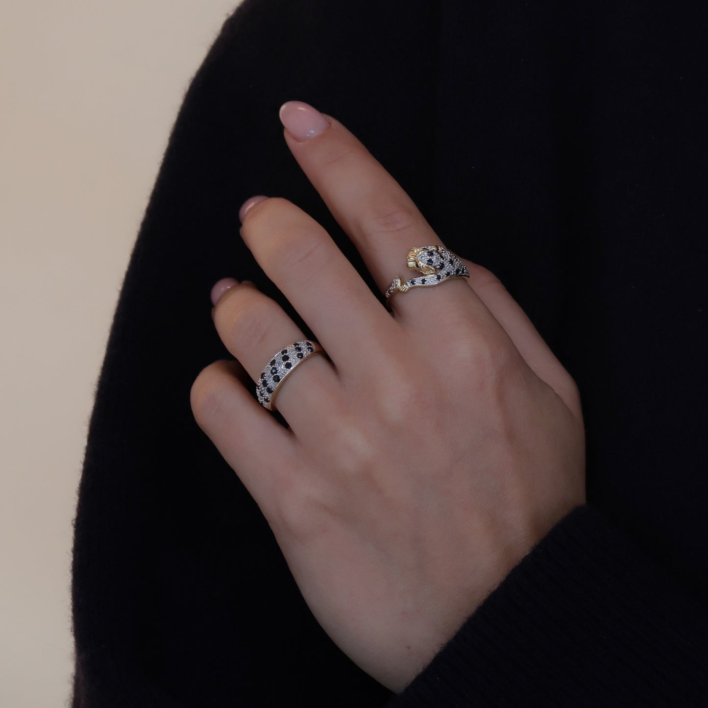 Vintage 9K Geel Saffier & Diamant Ballon Ring