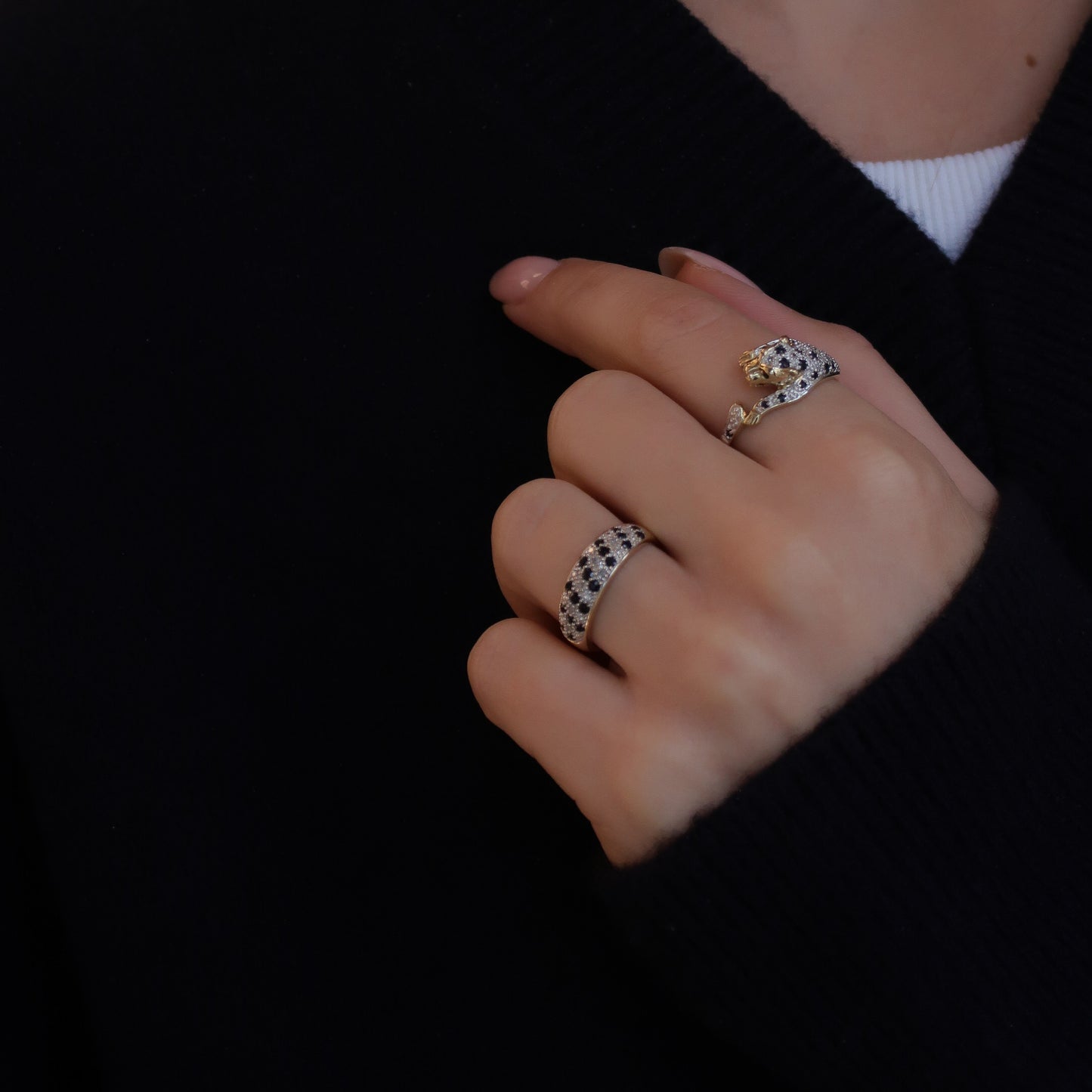 Vintage 9K Geel Saffier & Diamant Ballon Ring