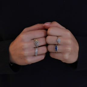 Vintage 9K Geel Saffier & Diamant Ring