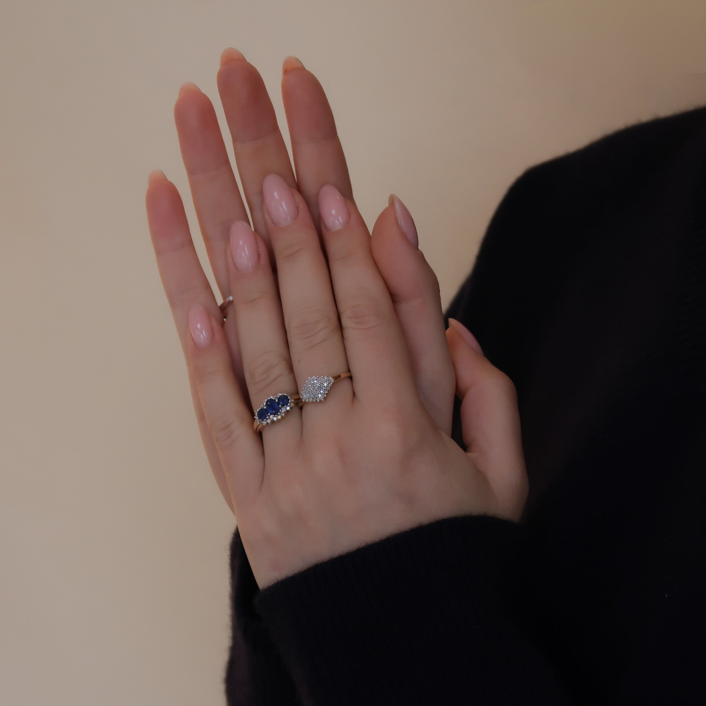 Vintage 9K Diamant Rhombus Ring