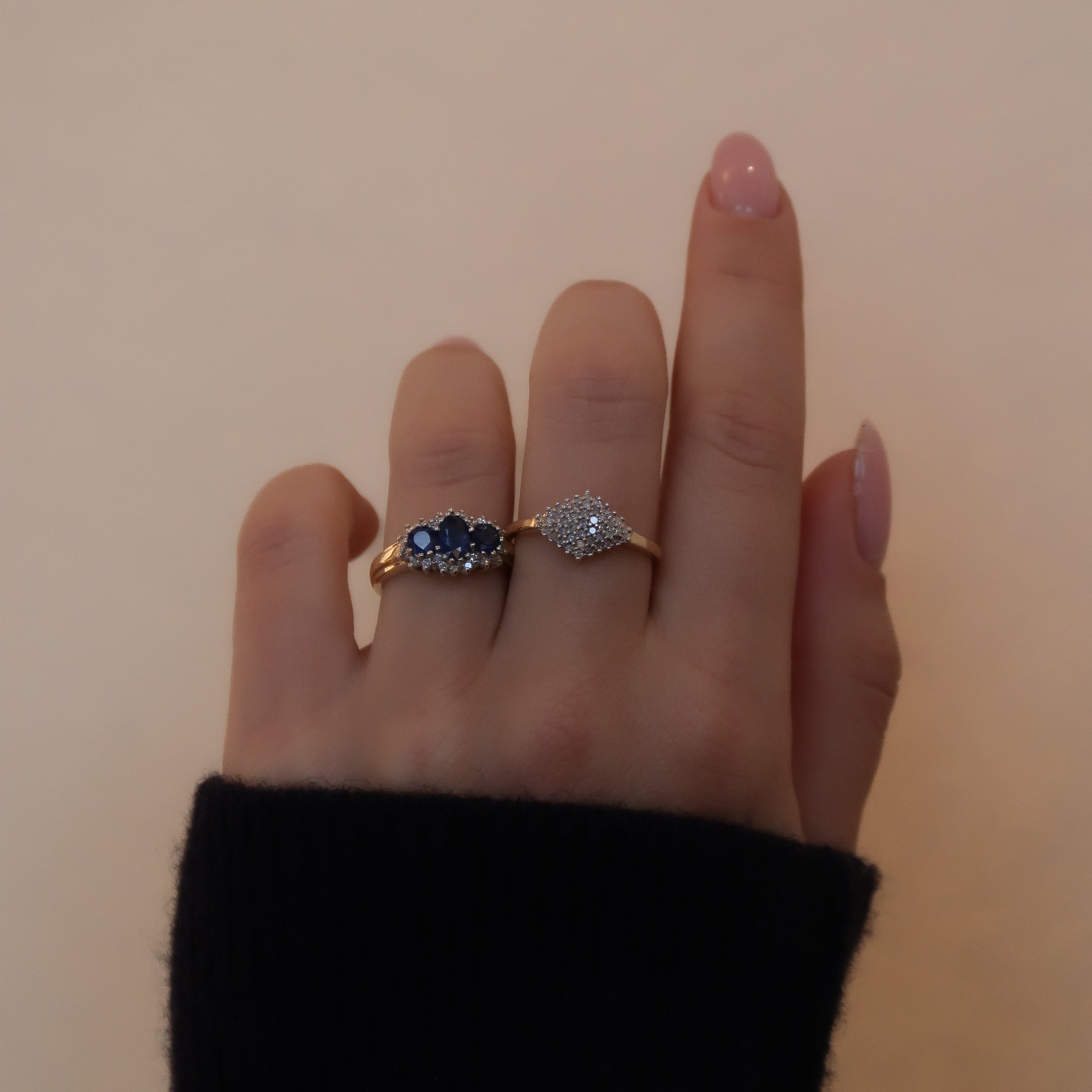 Vintage 9K Diamant Rhombus Ring