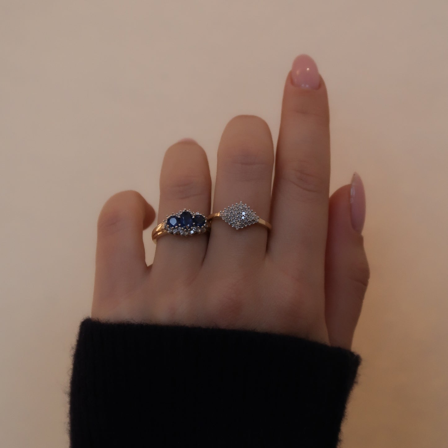 Vintage 9K Diamant Rhombus Ring