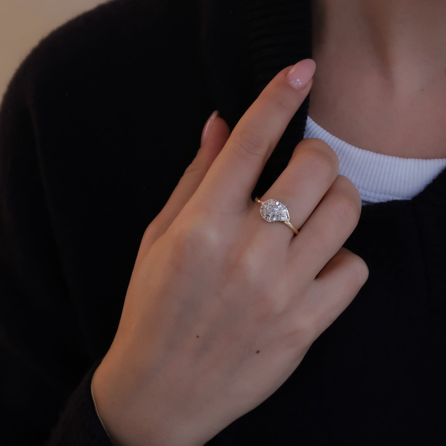 Vintage 9K Diamant Fantasy Ring