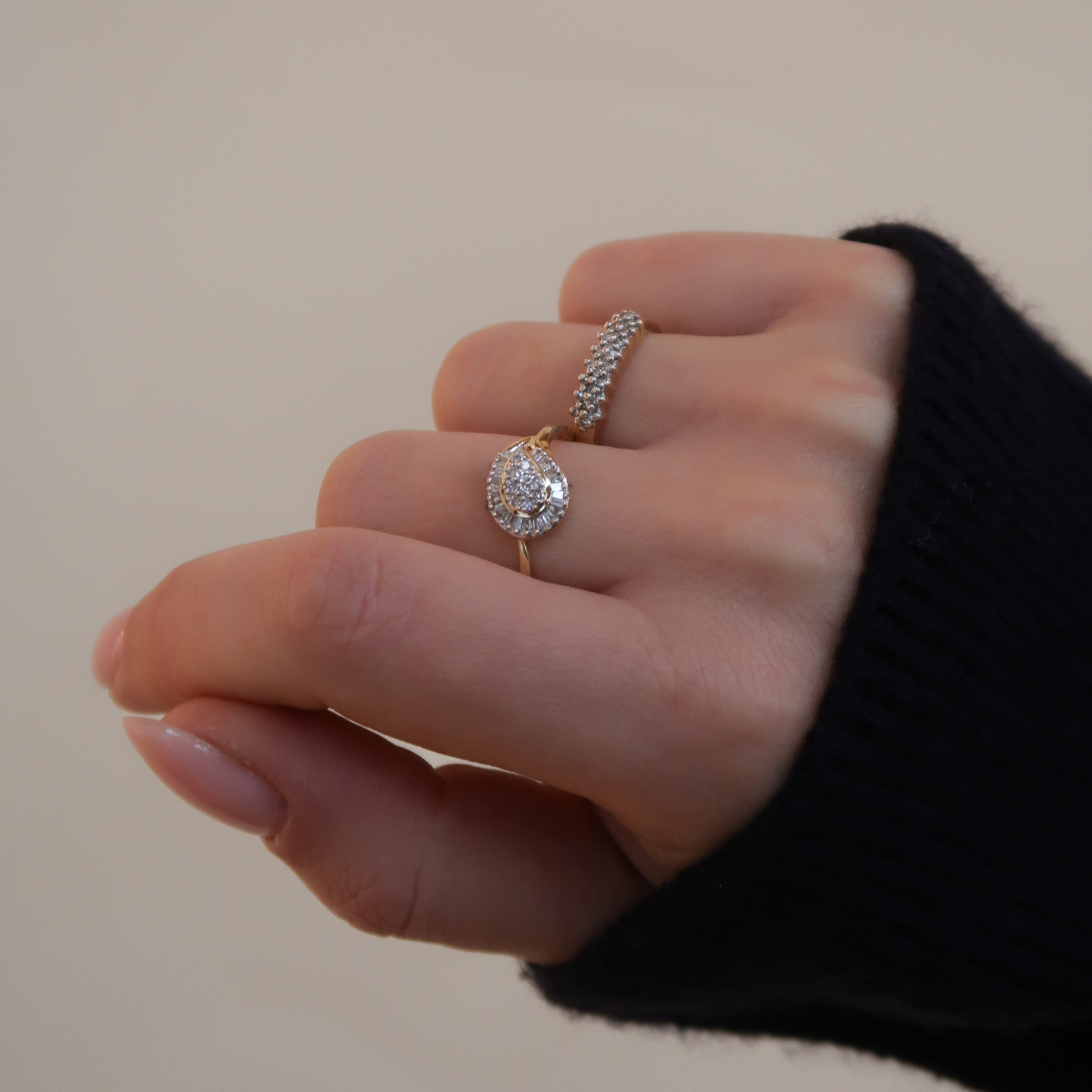 Vintage 9K Diamant Fantasy Ring