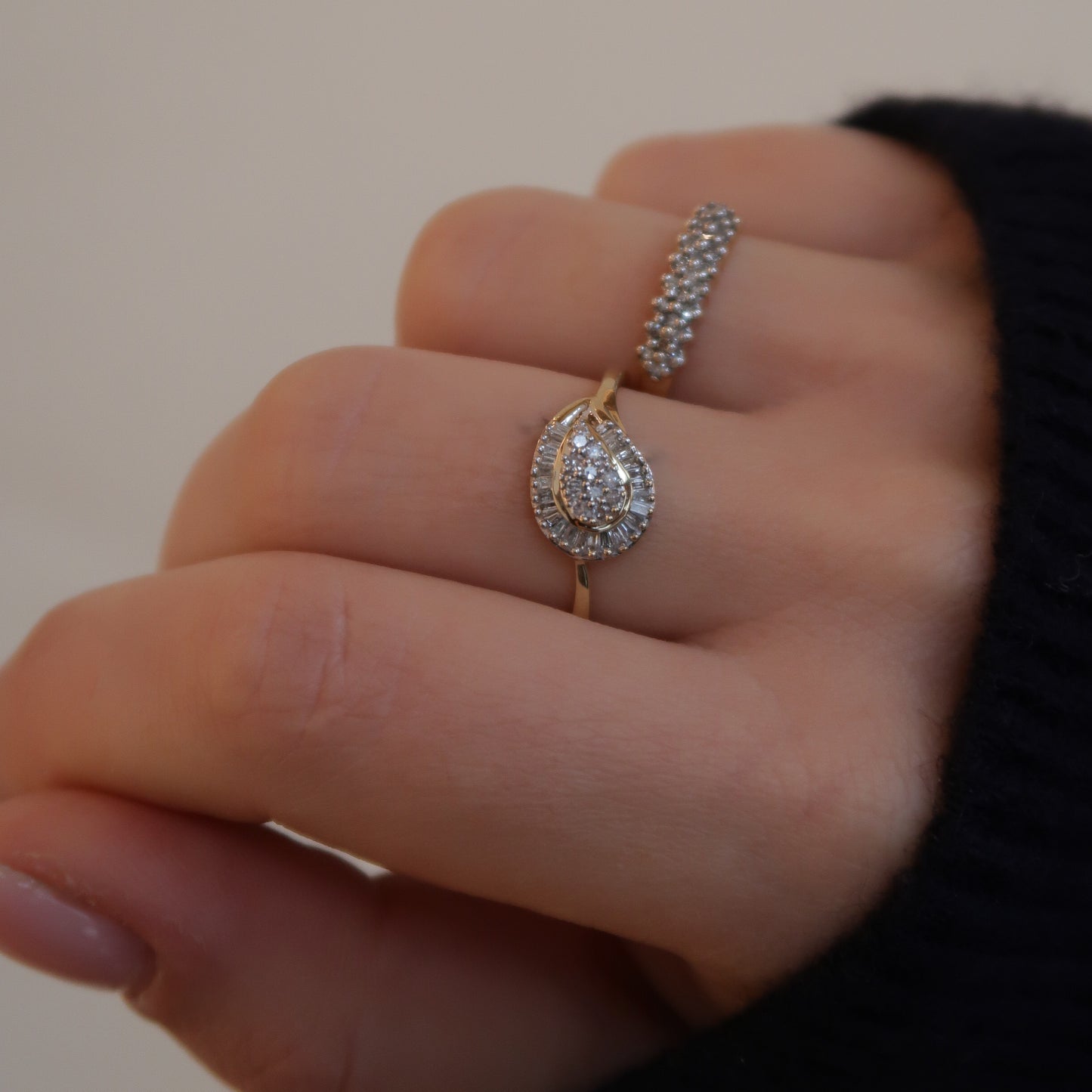 Vintage 9K Diamant Fantasy Ring