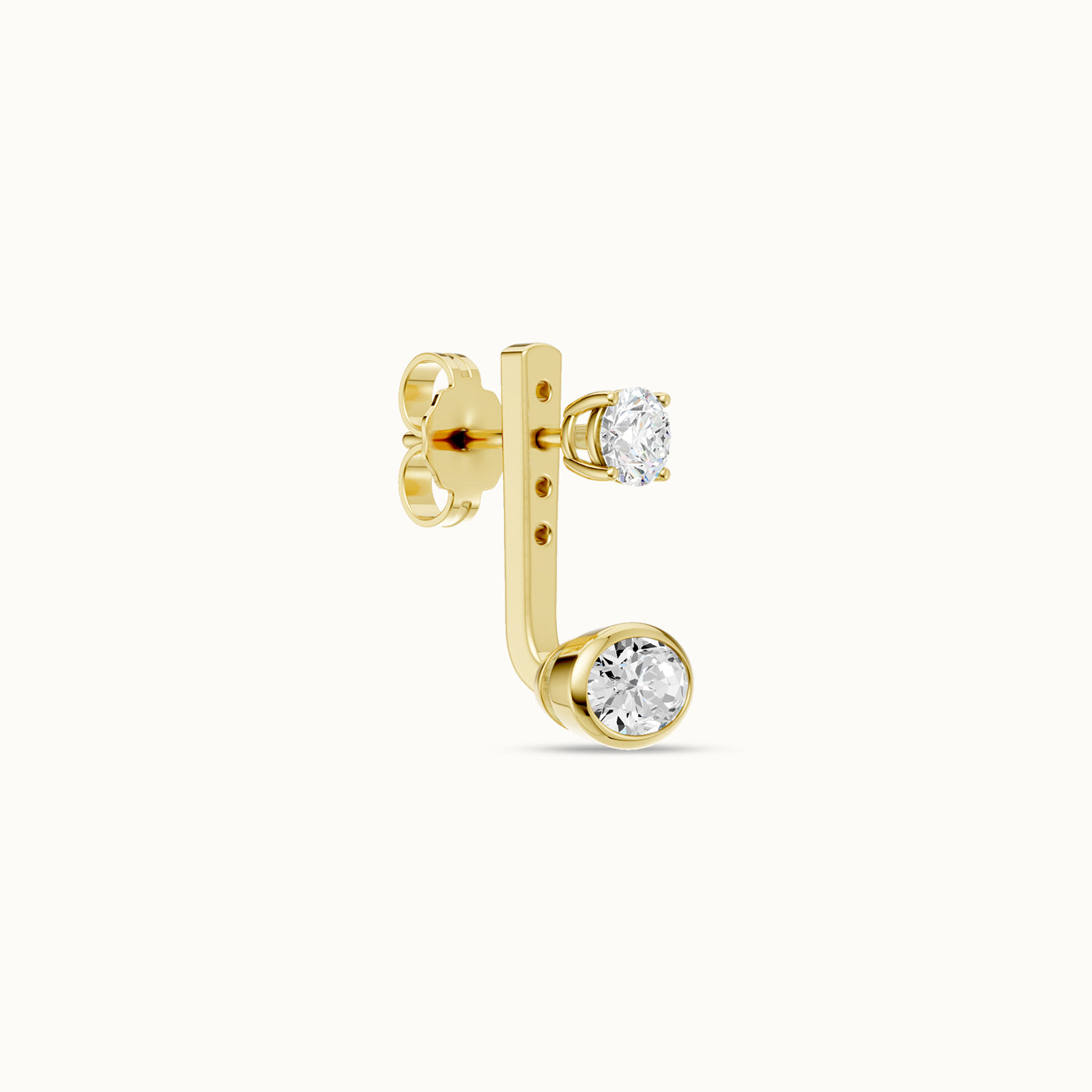East West Ovaal Bezel Oorbel Jas