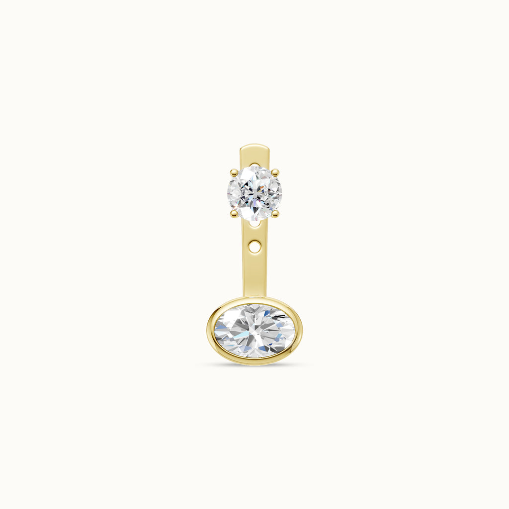 East West Ovaal Bezel Oorbel Jas