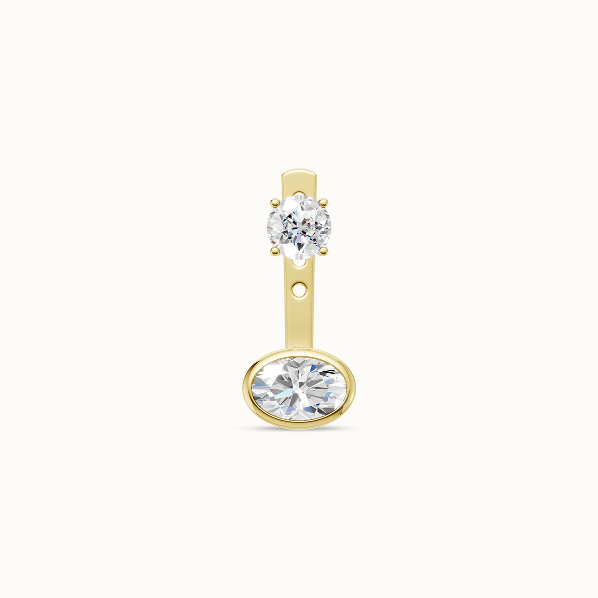 East West Ovaal Bezel Oorbel Jas