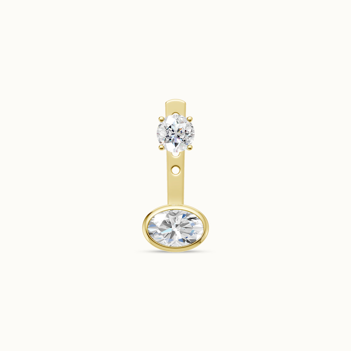 East West Ovaal Bezel Oorbel Jas