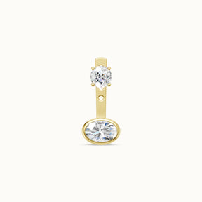 East West Ovaal Bezel Oorbel Jas