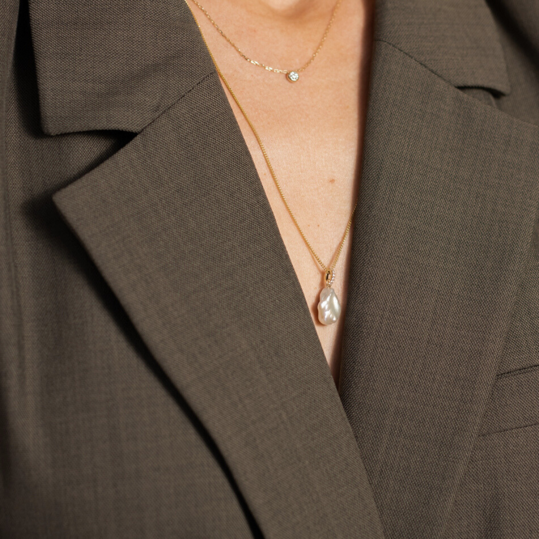 Baroque Zoetwaterparel & Diamant Bedel