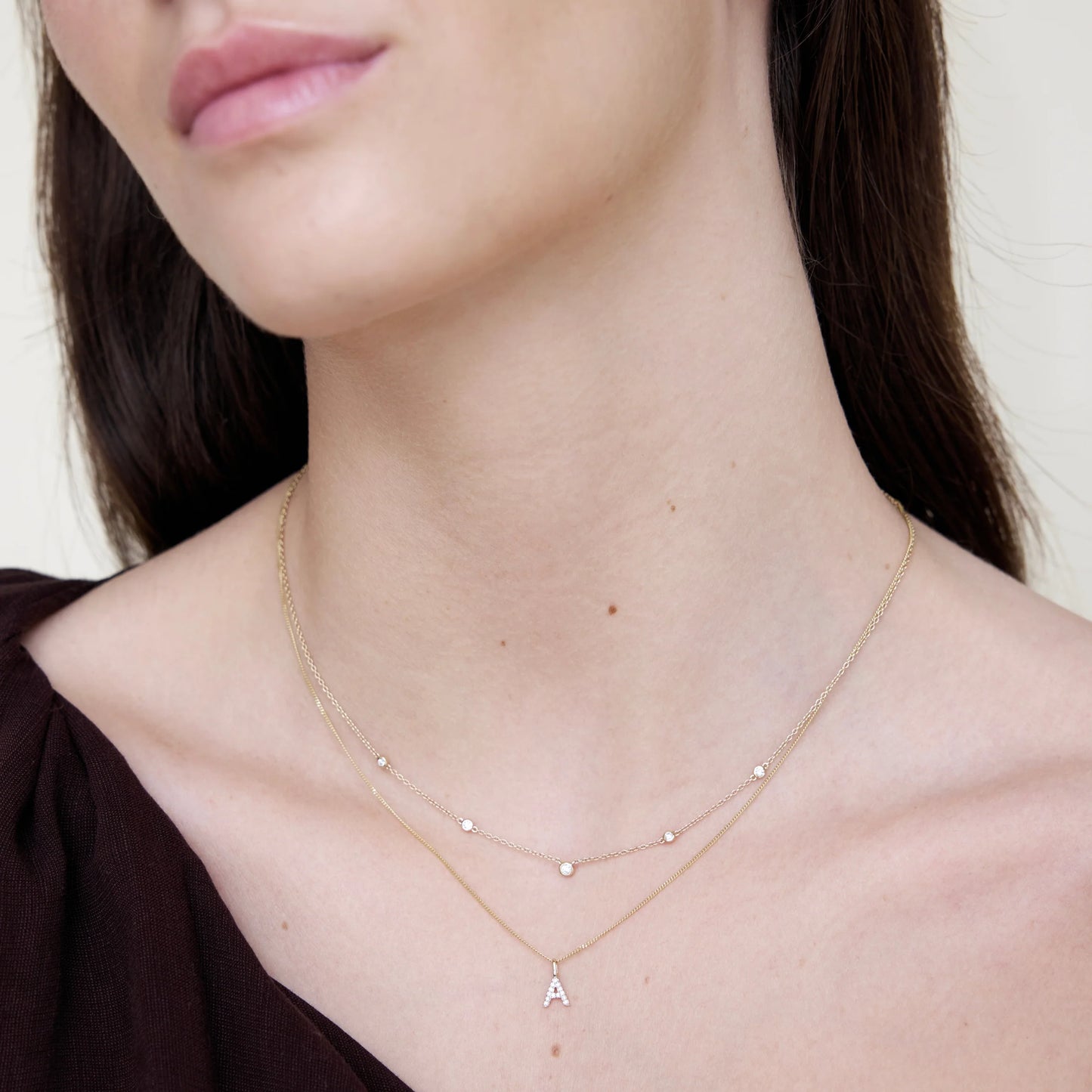 Chain + Letter Diamond Pendant set