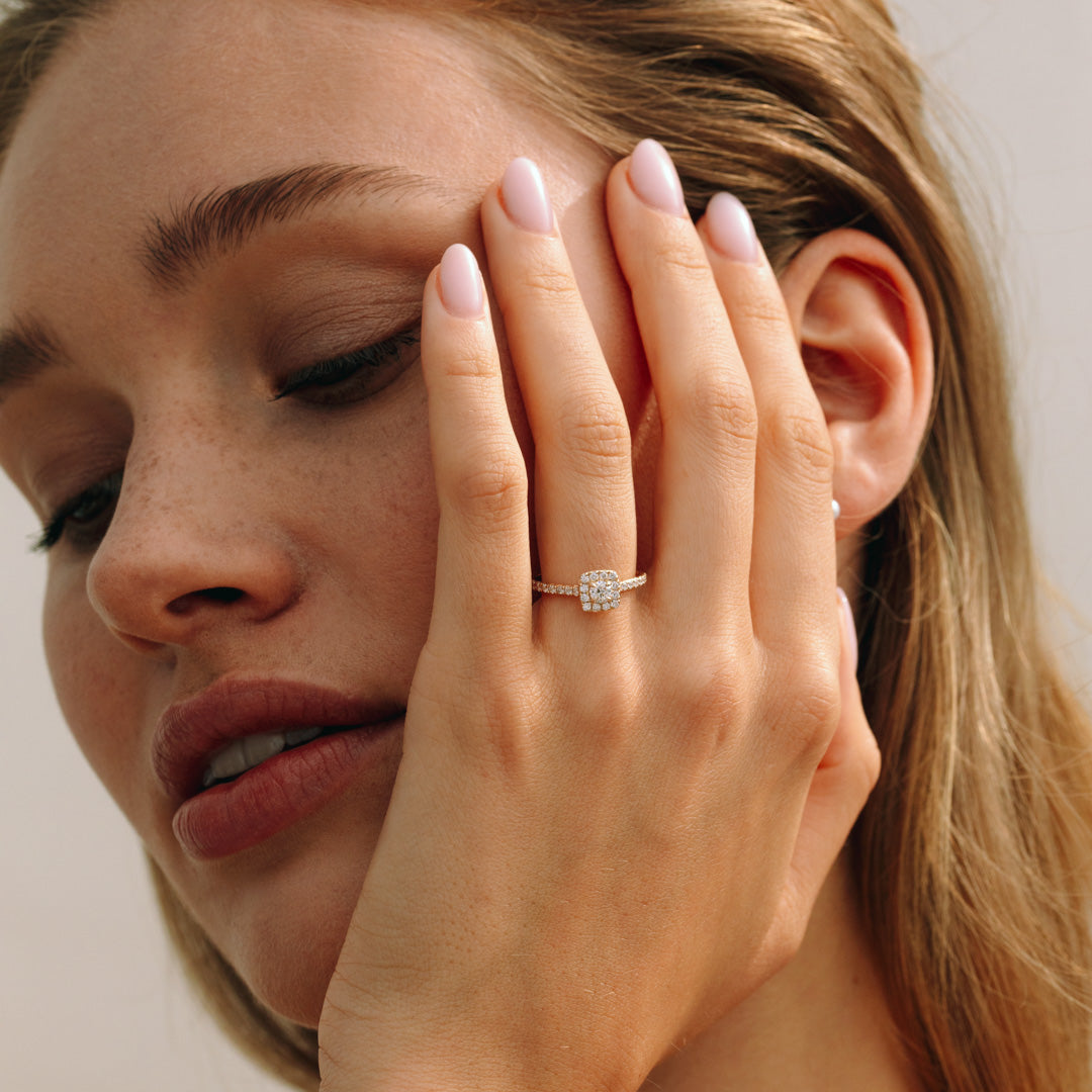 Halo Pavé Briljant geslepen Ring