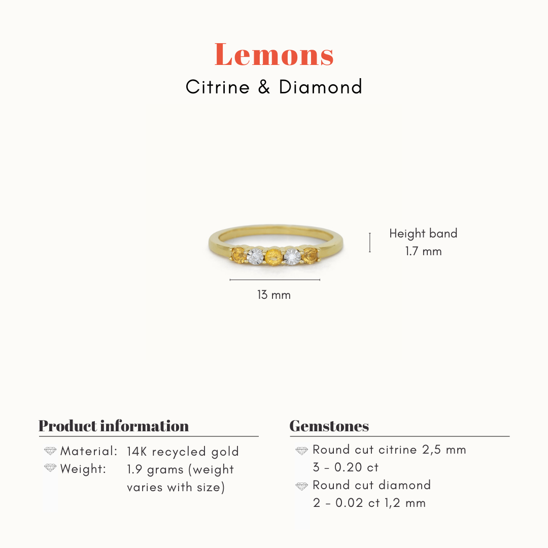 Lemons | 14K Citrien & Diamant