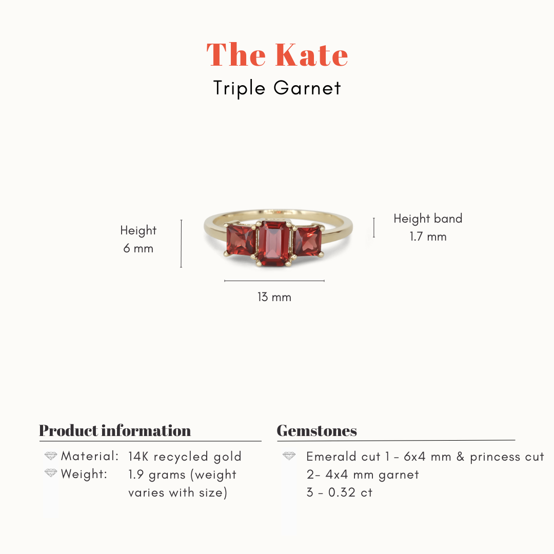 Kate 14K Triple Granaat