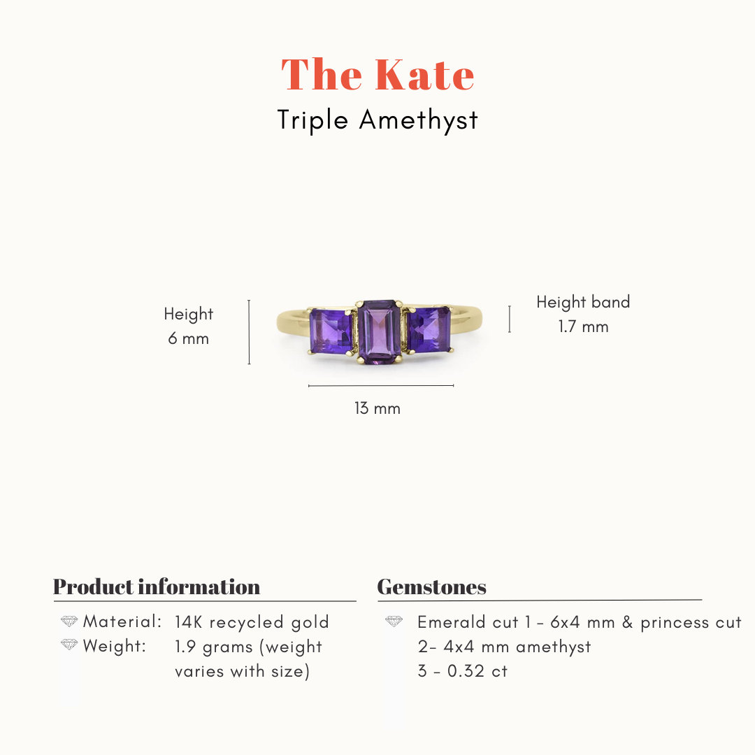 Kate | 14K Triple Amethyst