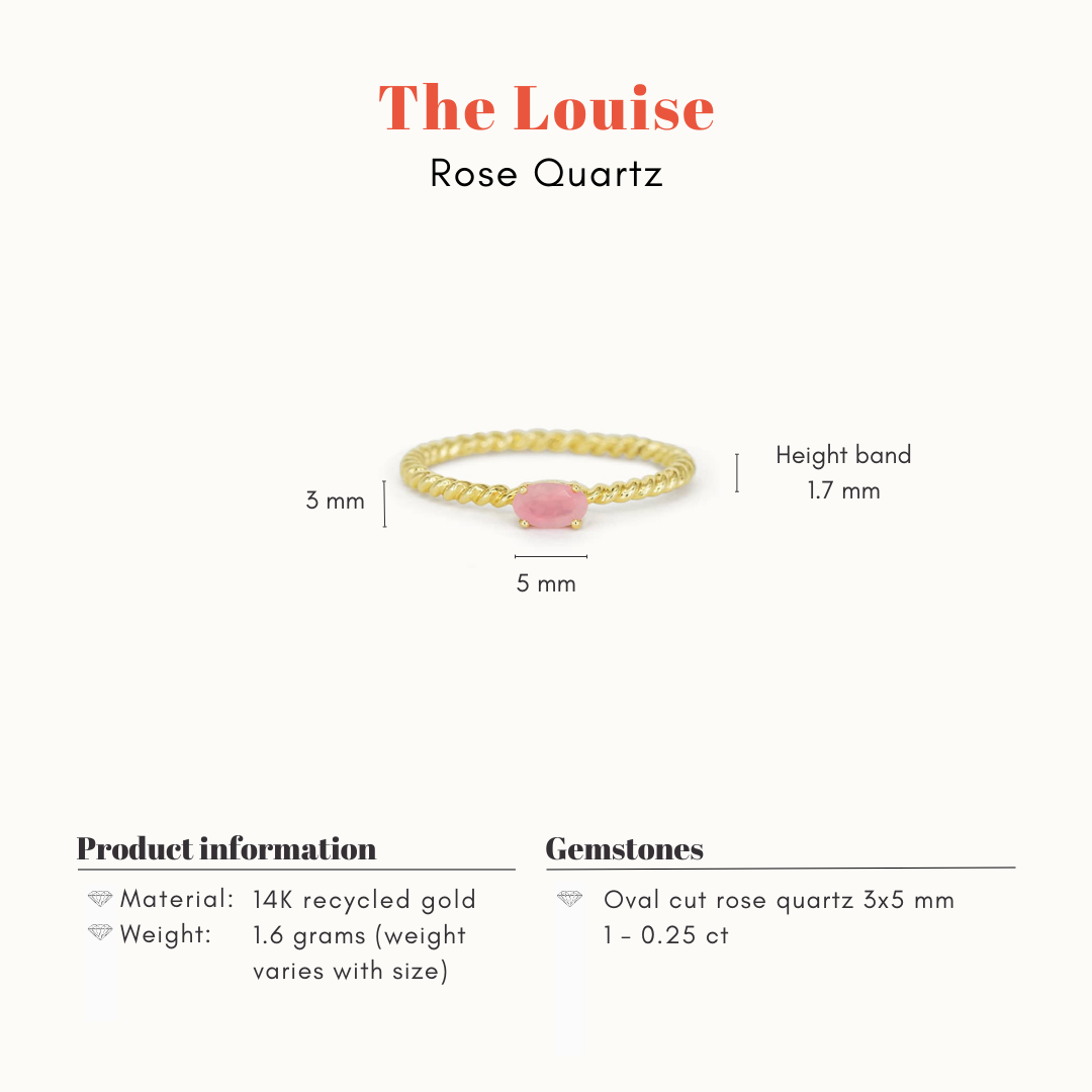 Louise | 14K Twisted Rose Quartz