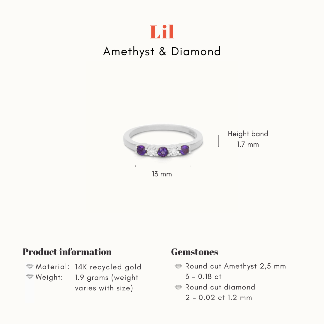Lil | 14K Amethyst & Diamond