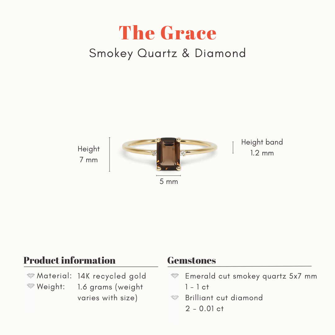 Grace | 14K Rookkwarts & Diamant