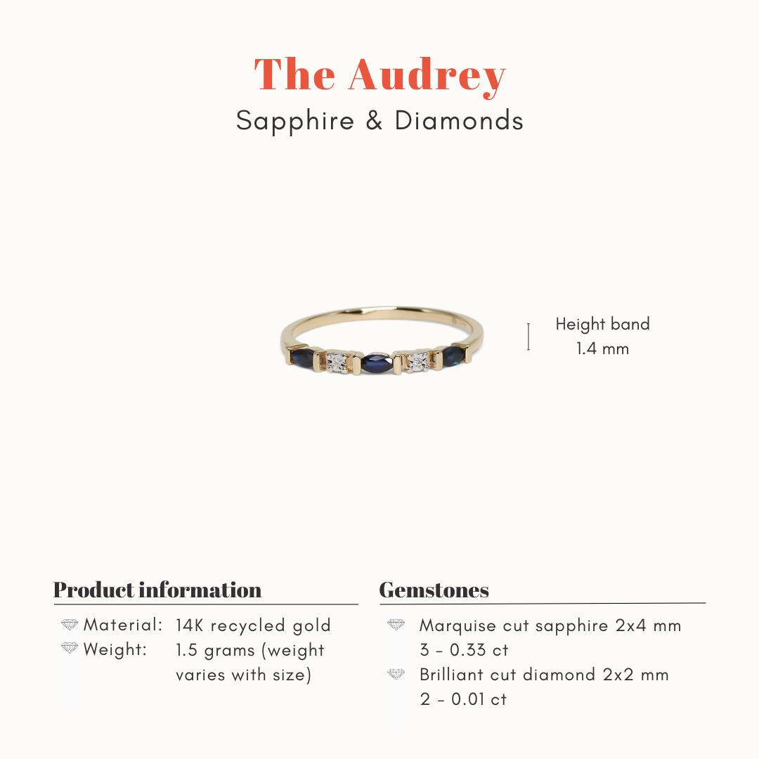 Audrey | 14K Saffier & Diamant