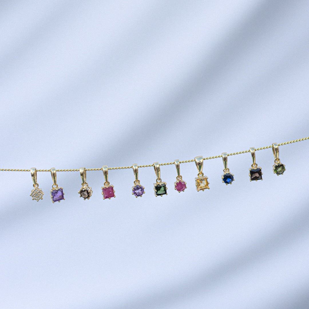 Amanda Birthstone Pendant Diamond Round