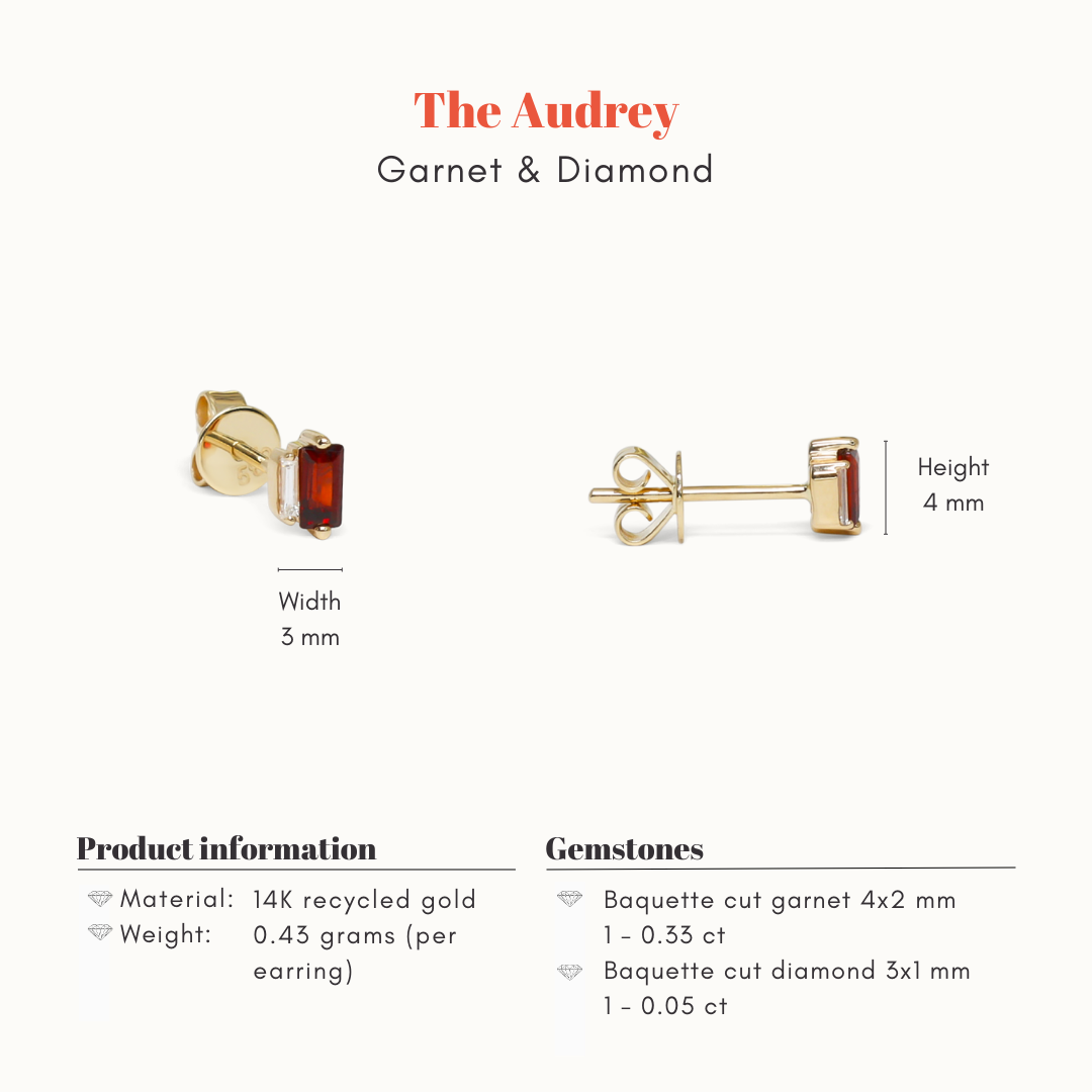 Audrey | 14K Granaat & Diamant Studs