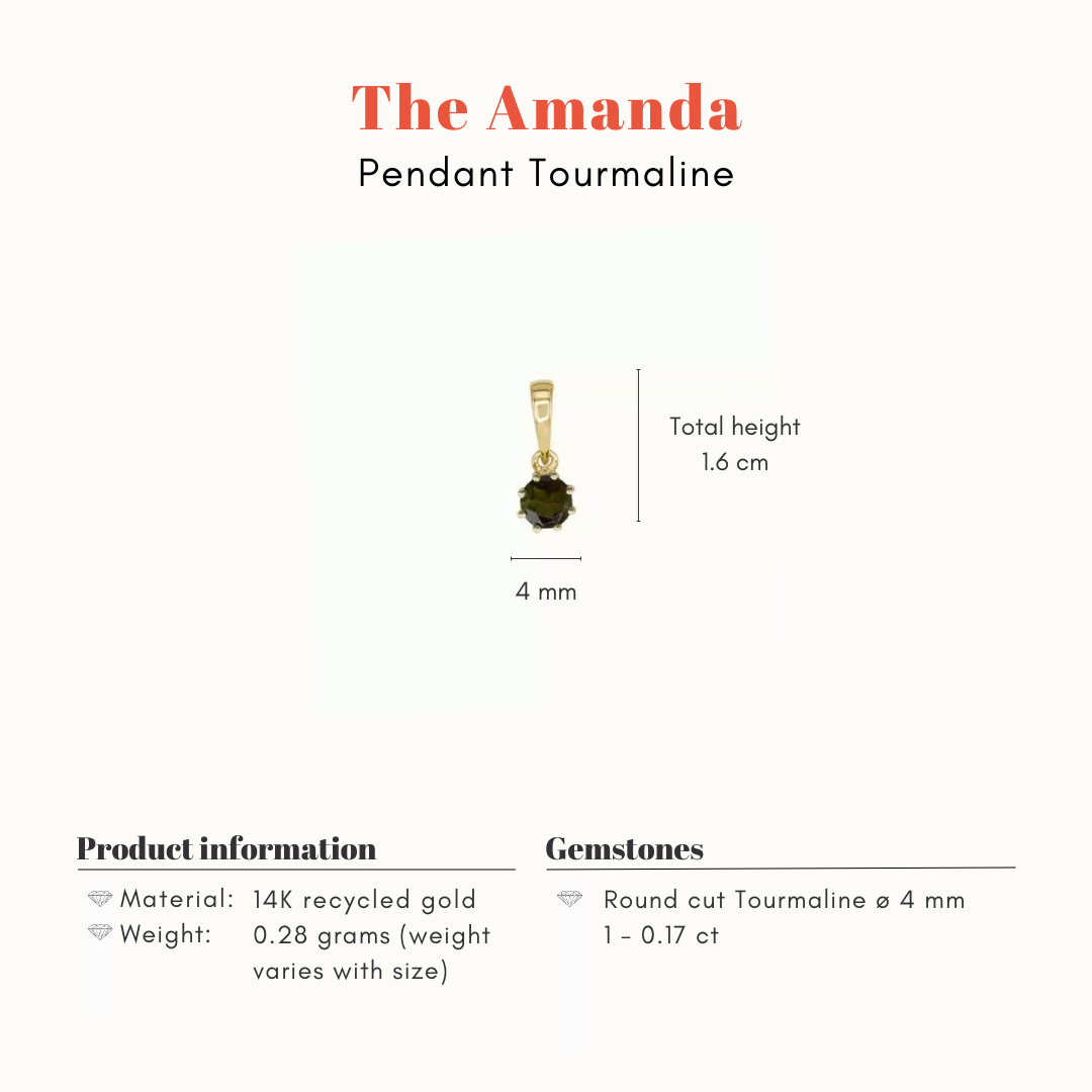 The Amanda | 14K Hanger Toermalijn Rond