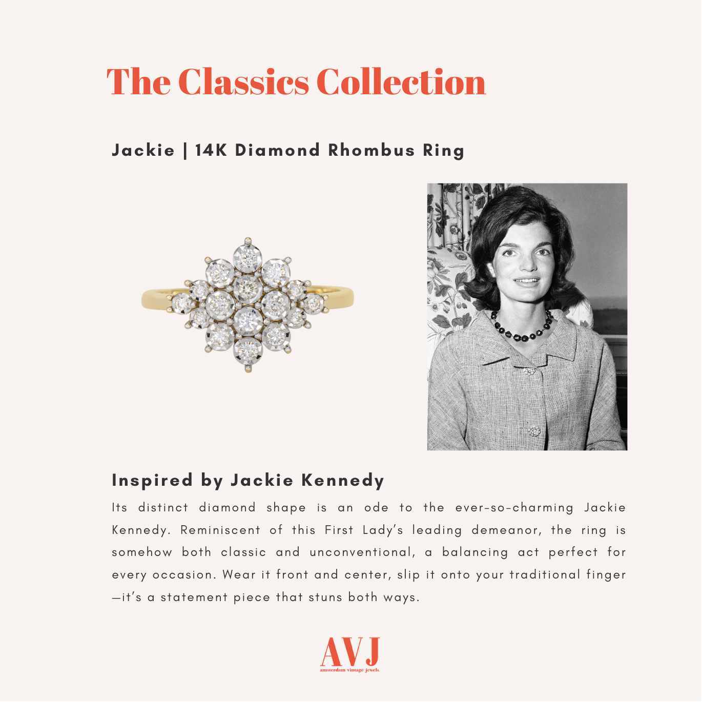 Jackie | 14K Diamond Rhombus Ring